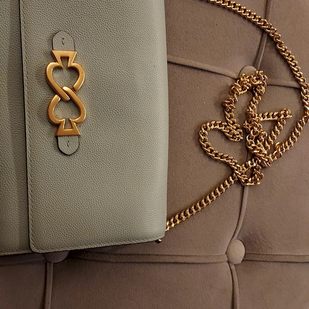 Kate Spade Chic Light Blue Crossbody Bag with Gold Chain